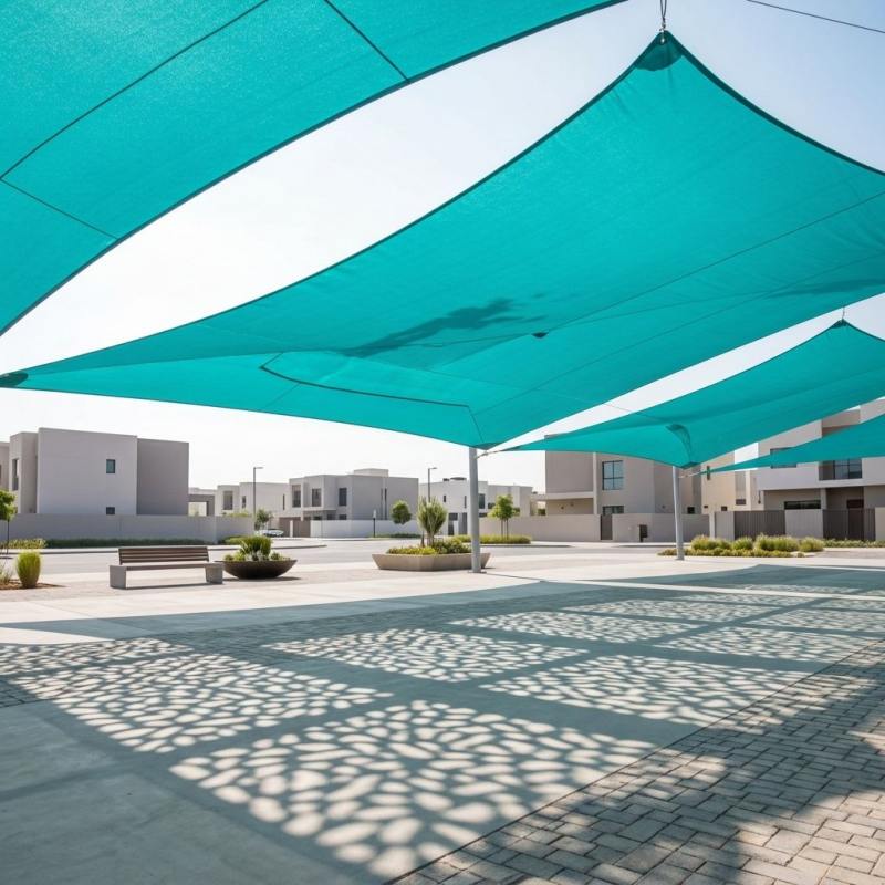 Shade Sail 100% Virgin HDPE UV Block Permeable Mesh Awning Shade Sail 100% Virgin HDPE UV Block Permeable Mesh Awning